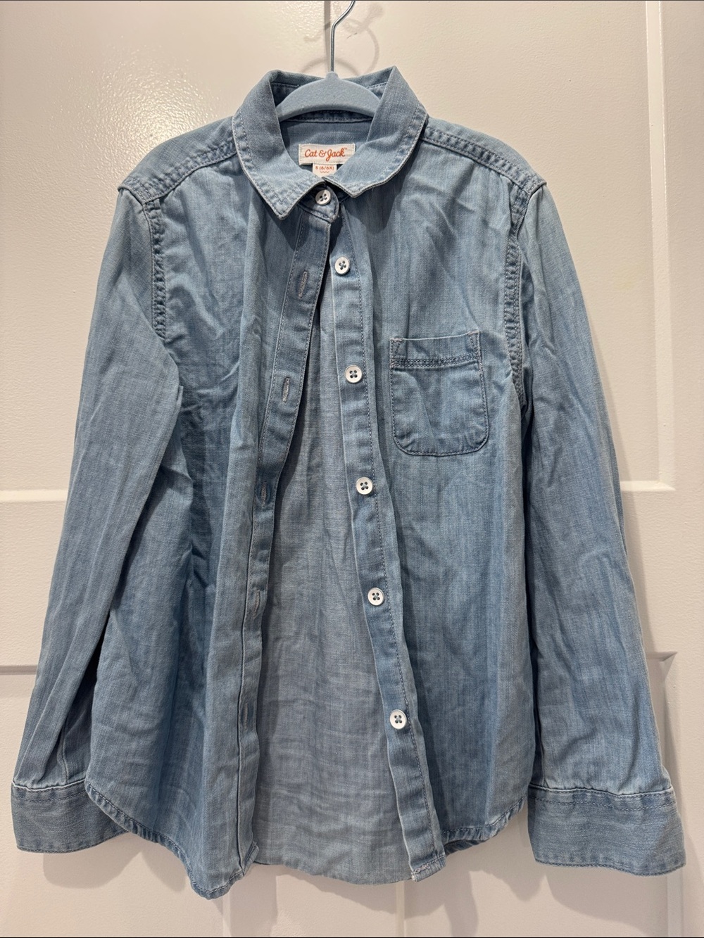 Cat & Jack Girl Washed Light Blue Denim Shirt Jacket S(6/6X)